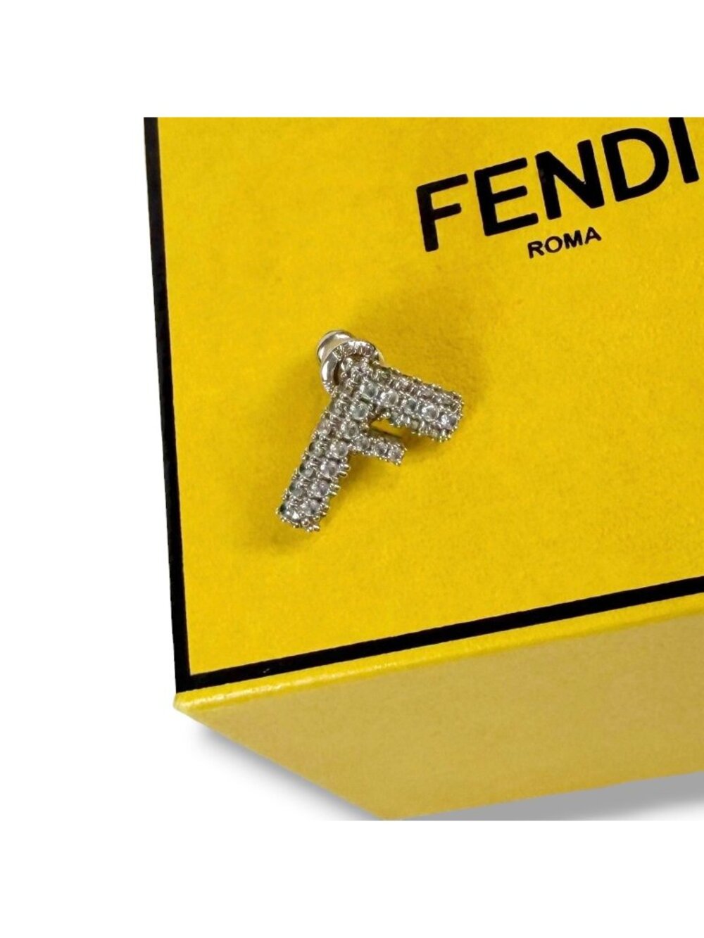Fendi F is Fendi Pierced Single Earrings Design Silver Rhinestone